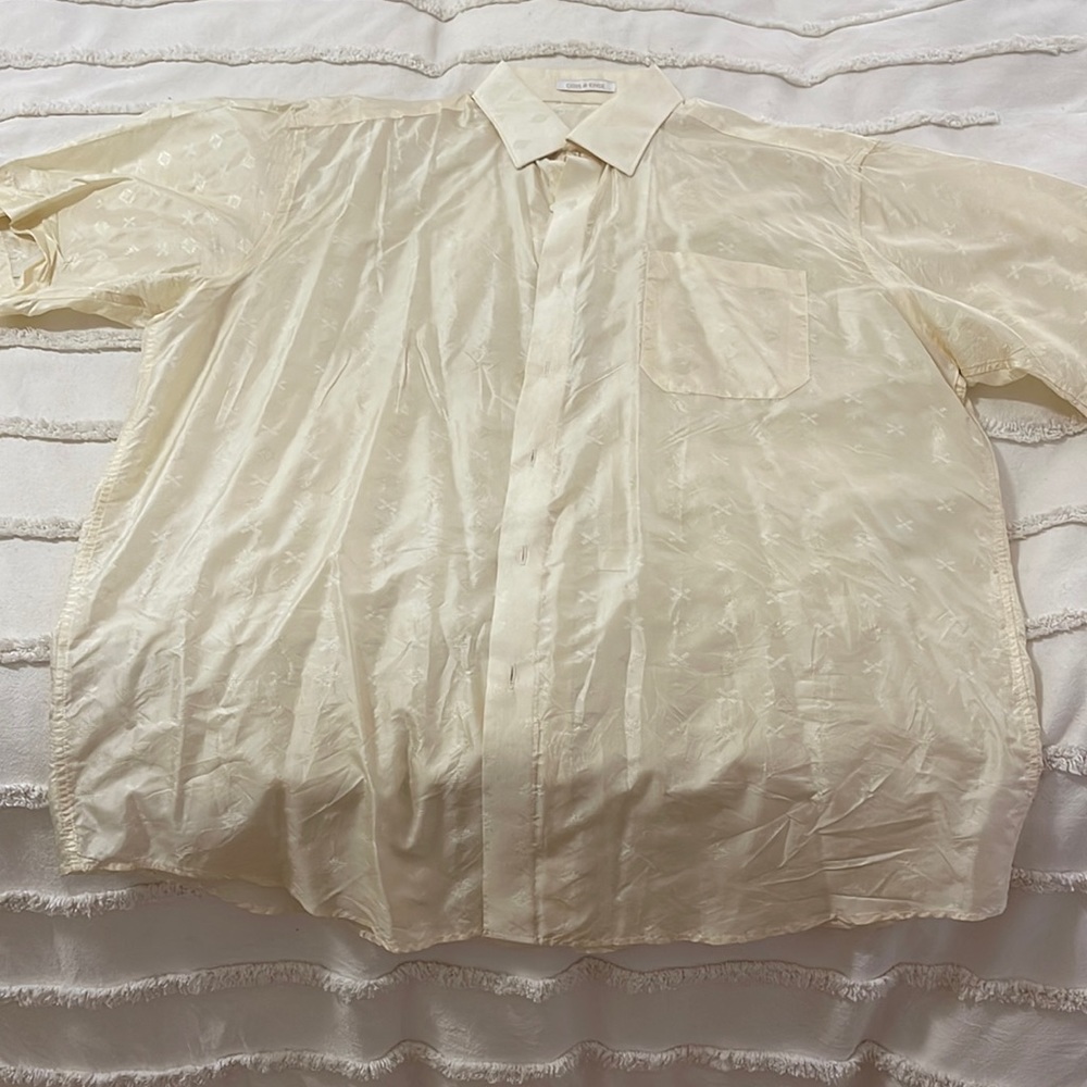 Gold Silk Button-Down Shirt